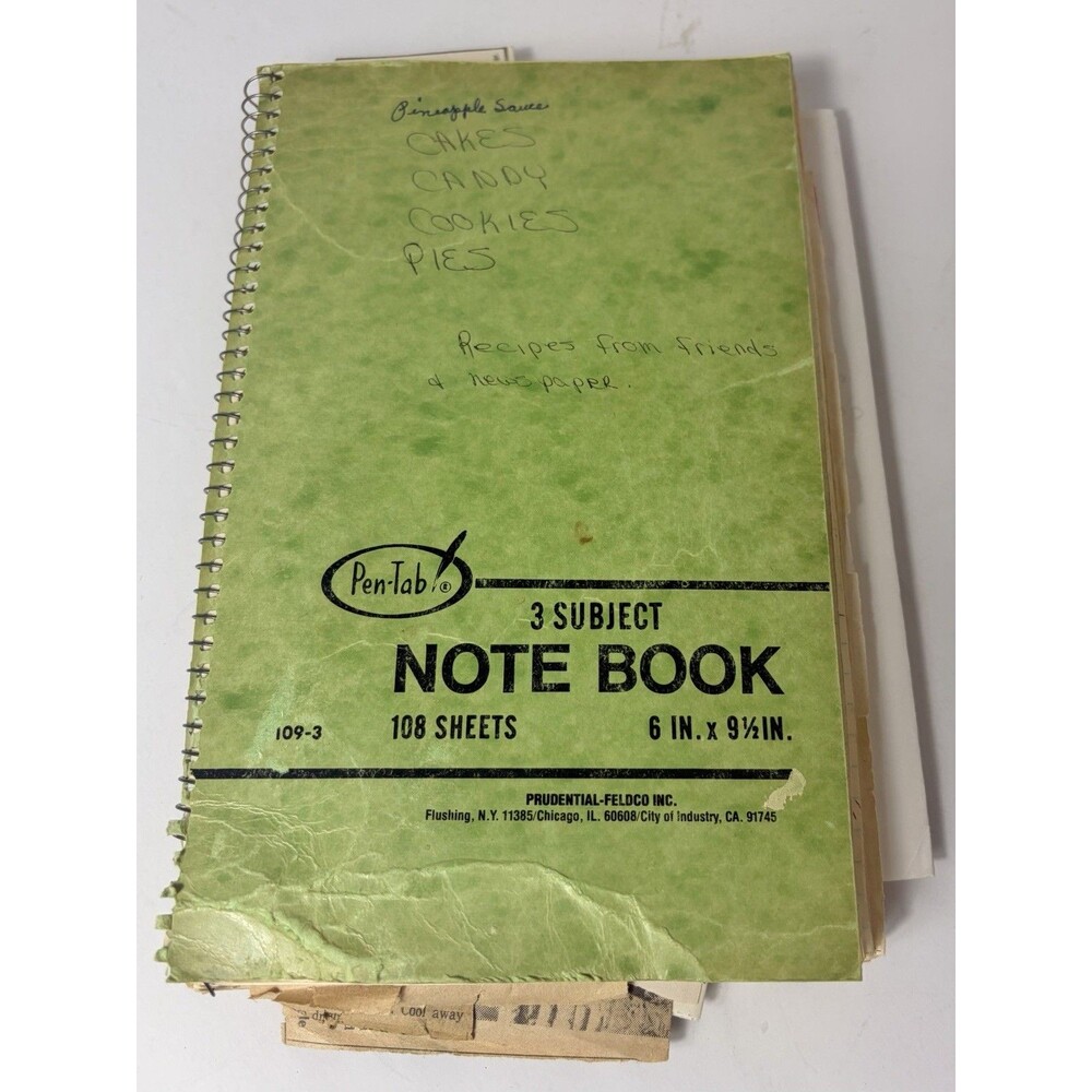 Cooks Bakers Notebook Homemade Handwritten Recipes 50+ Pages Clippings Vintage